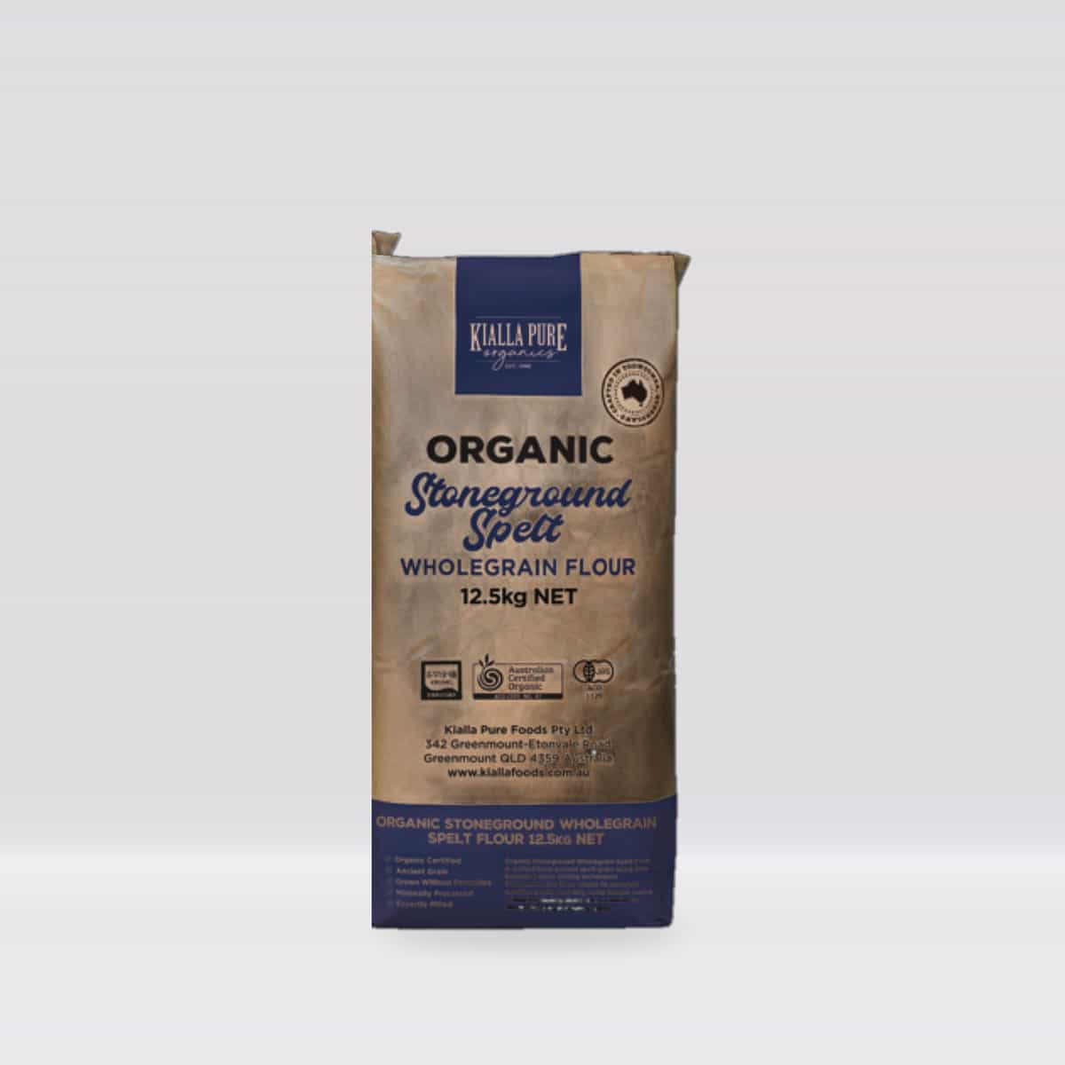 Kialla Pure Foods Organic Stoneground Wholegrain Spelt Flour 12.5kg