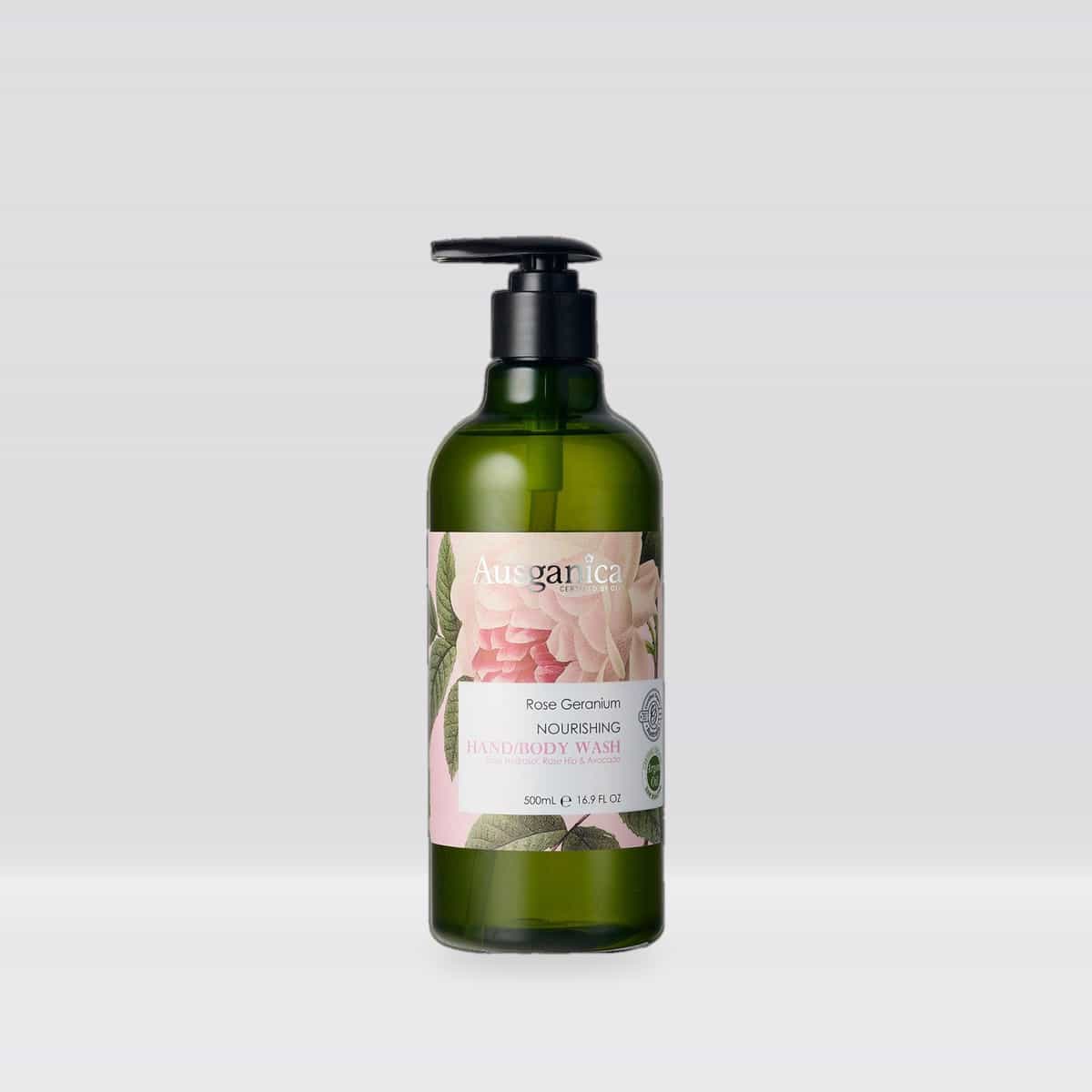 Ausganica Certified Organic Rose Geranium Nourishing Hand & Body Wash 500ml