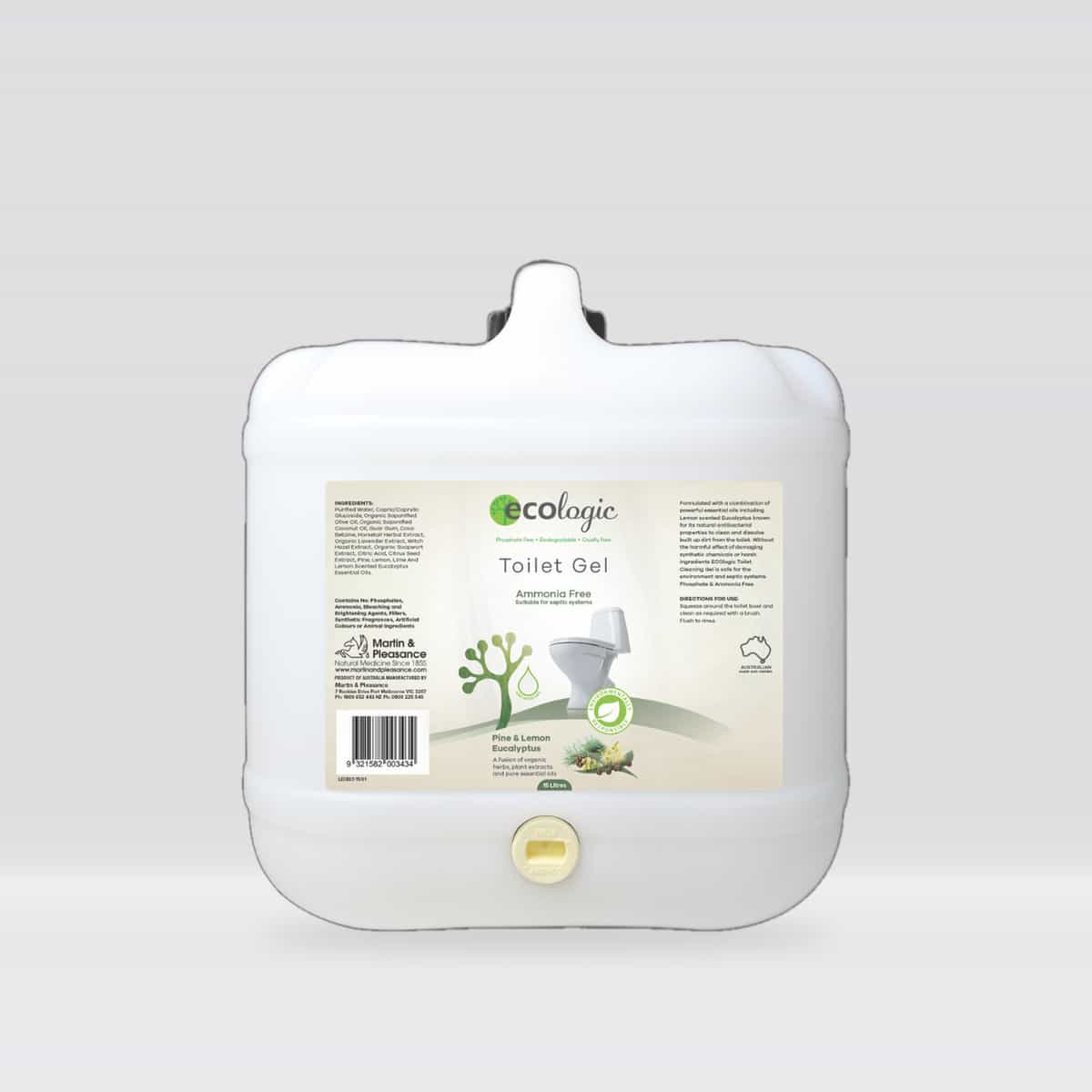 ECOLogic Pine & Lemon Eucalyptus Toilet Cleaning Gel BULK 15L