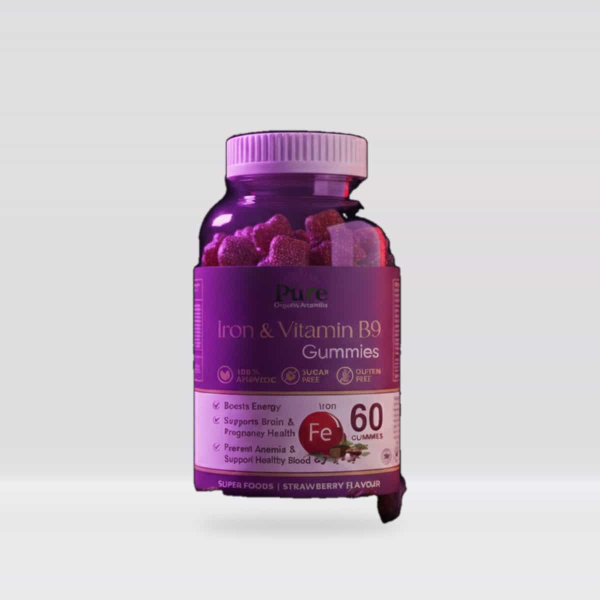 Pure Organics Australia Iron & Vitamin B9 Gummies 60 Gummies