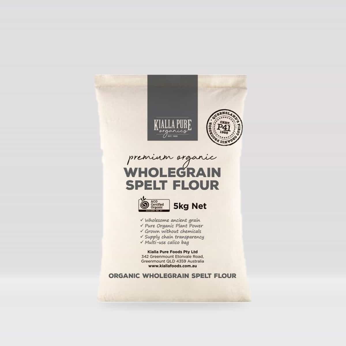 Kialla Pure Foods Organic Wholegrain Spelt Flour 5kg