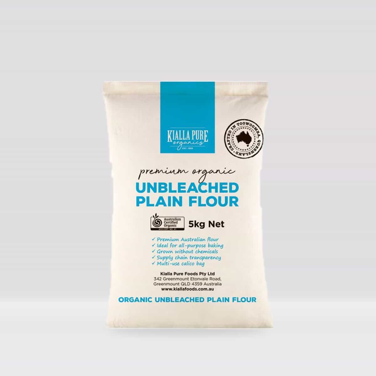 Kialla Pure Foods Organic Unbleached Plain Flour 5kg