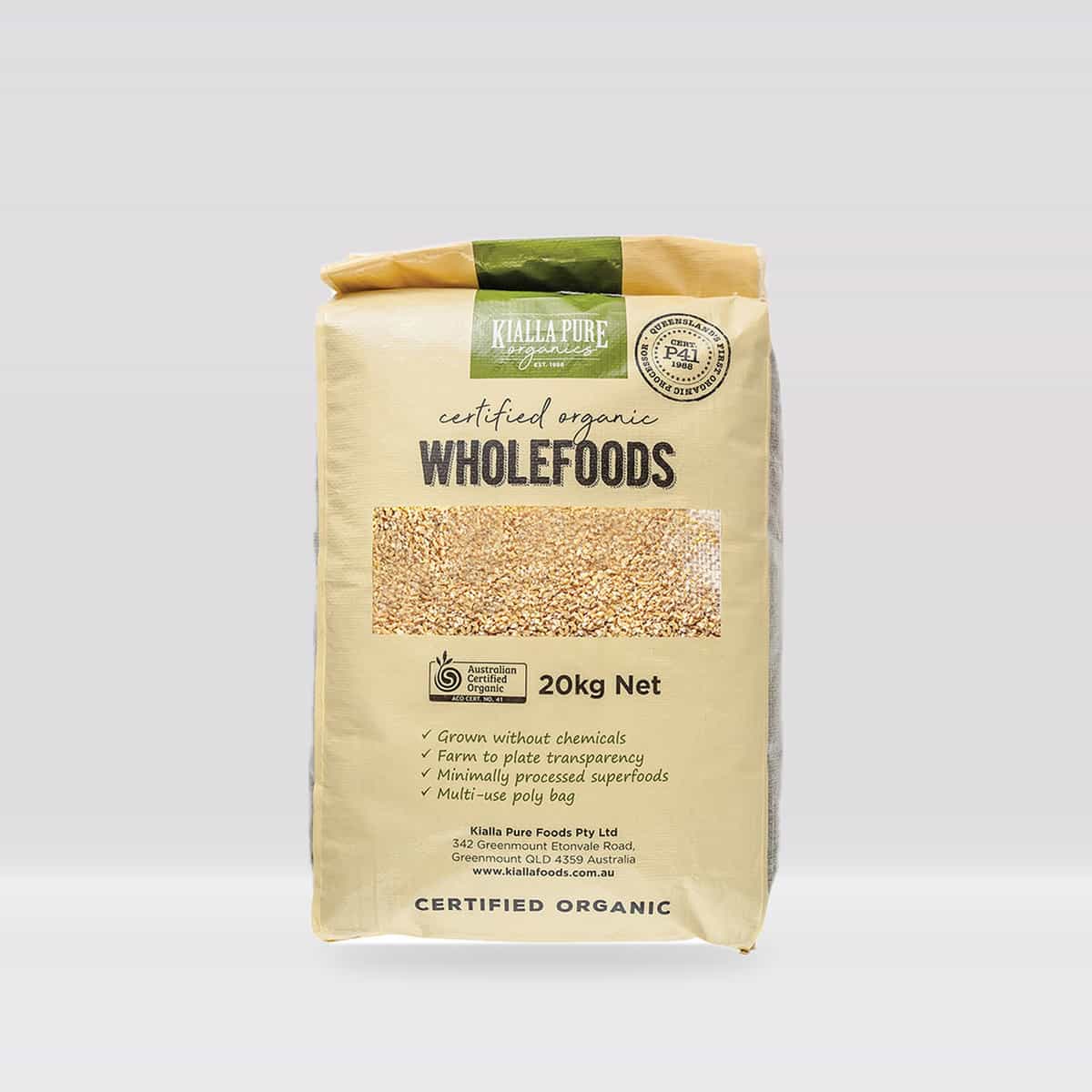 Kialla Pure Foods Organic Kibbled Wheat 20kg