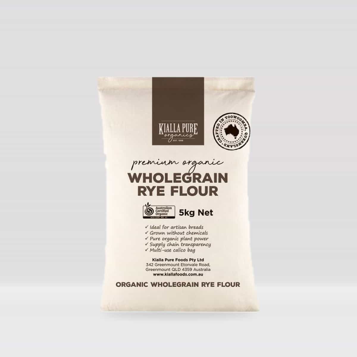 Kialla Pure Foods Organic Wholegrain Rye Flour 5kg
