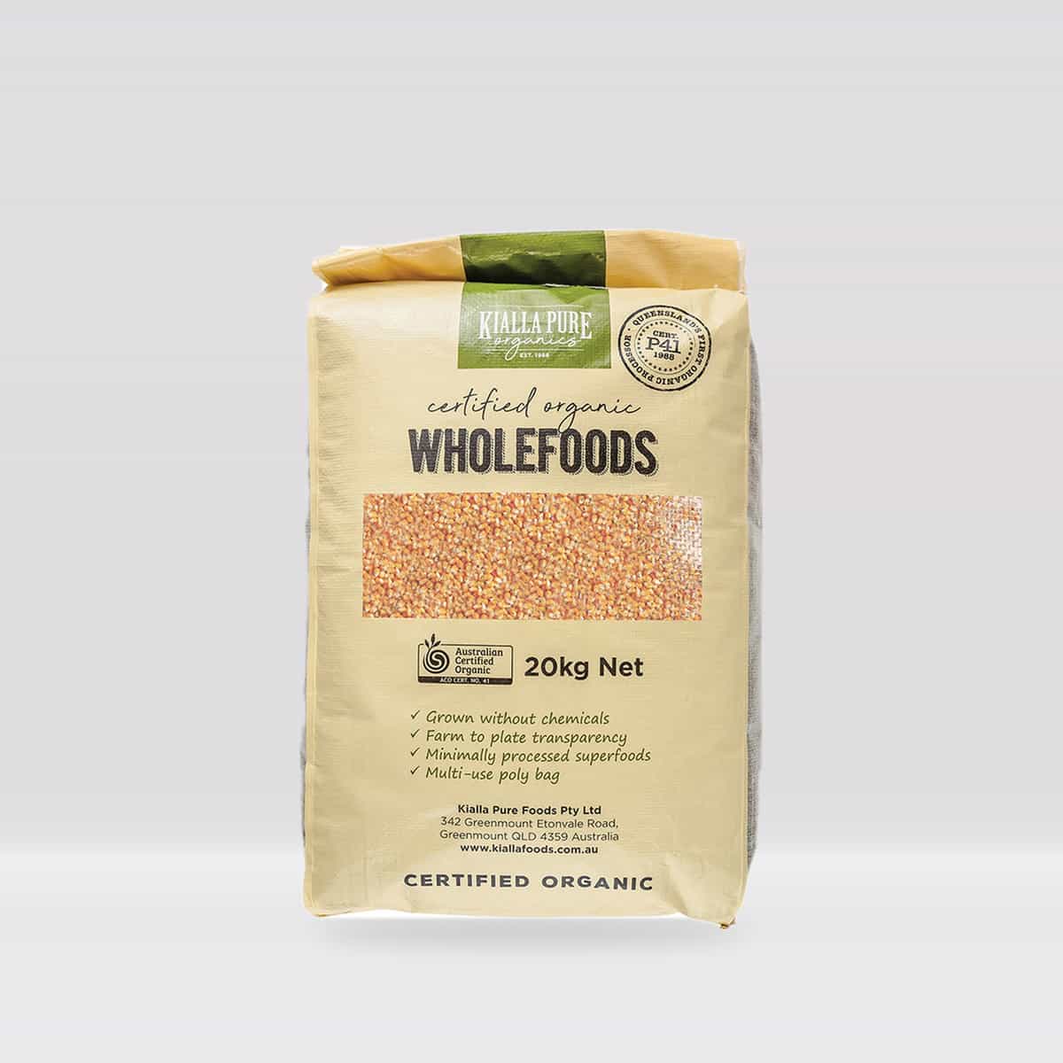 Kialla Pure Foods Organic Popping Corn 20kg