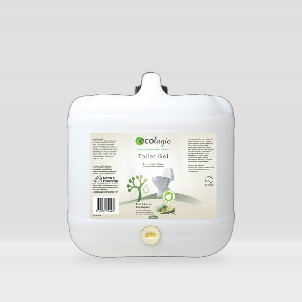 ECOLogic Pine & Lemon Eucalyptus Toilet Cleaning Gel BULK 15L