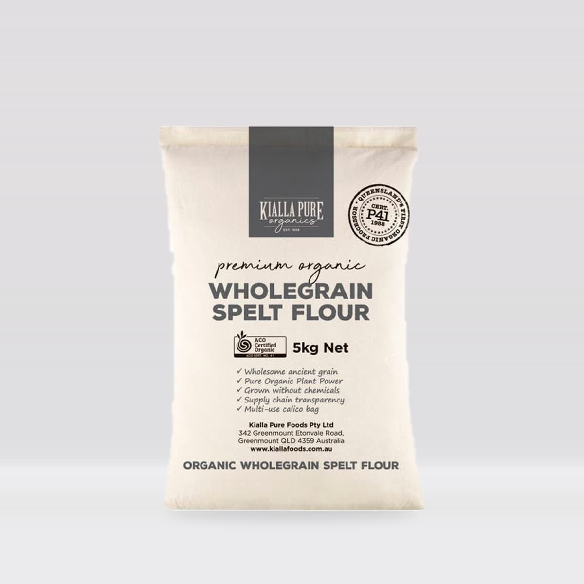Kialla Pure Foods Organic Wholegrain Spelt Flour 5kg