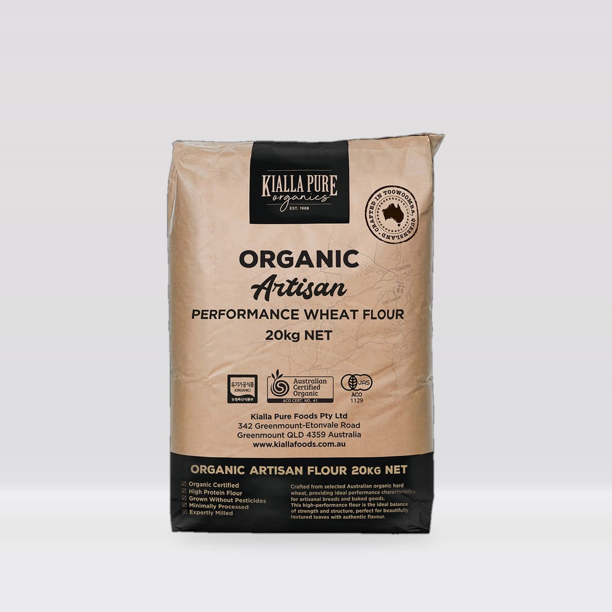 Kialla Pure Foods Organic Artisan Flour 20kg (was Bakers Protein 11.0 flour)
