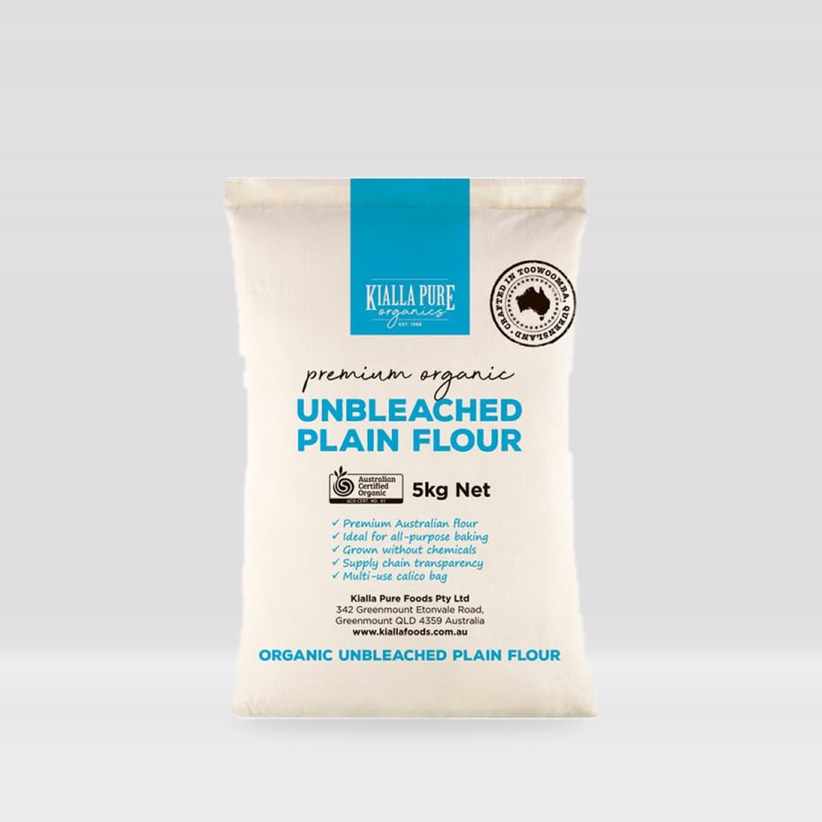 Kialla Pure Foods Organic Unbleached Plain Flour 5kg
