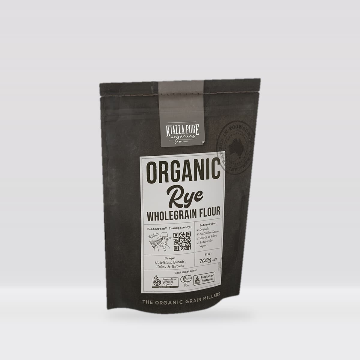 Kialla Pure Foods Organic Wholegrain Rye Flour 700g
