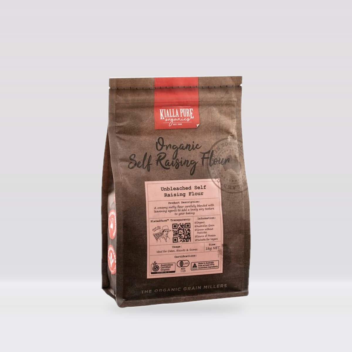 Kialla Pure Foods Organic Unbleached Self Raising Flour 1kg – Short Dated (Best Before Mar 2027)