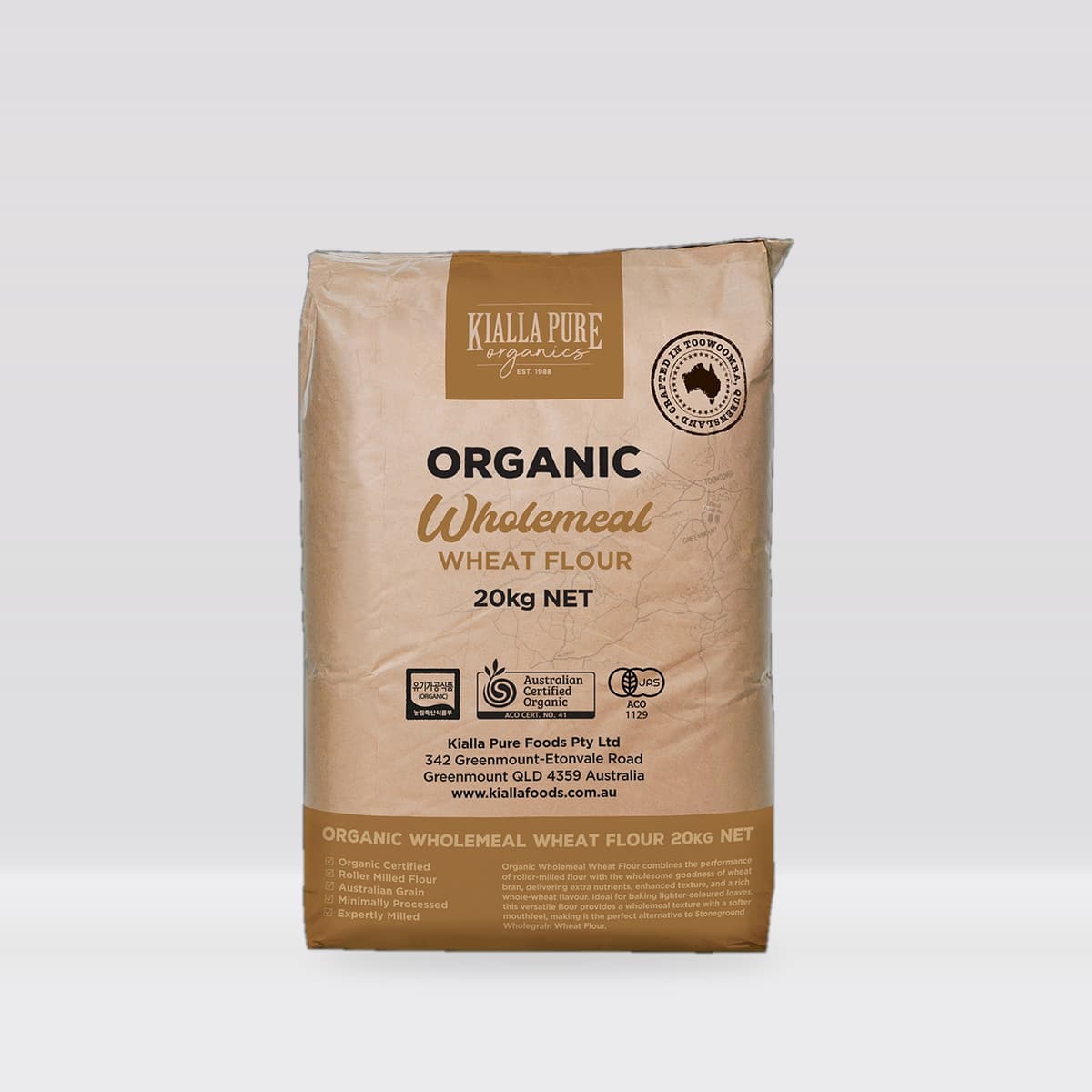 Kialla Pure Foods Organic Wholemeal Wheat Flour 20kg