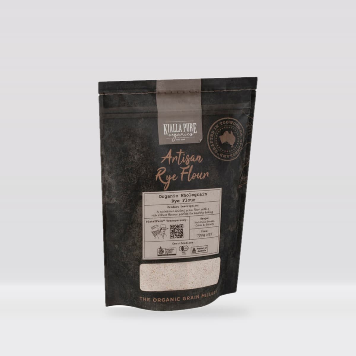 Kialla Pure Foods Organic Wholegrain Rye Flour 700g – Short Dated (Best Before Dec 2026)