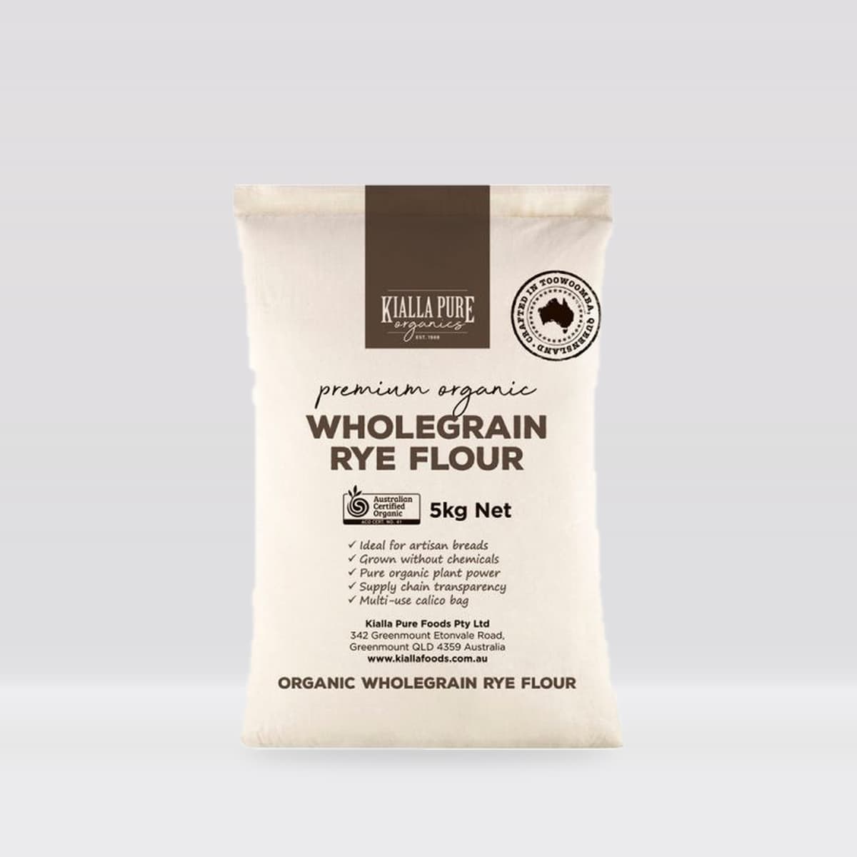 Kialla Pure Foods Organic Wholegrain Rye Flour 5kg