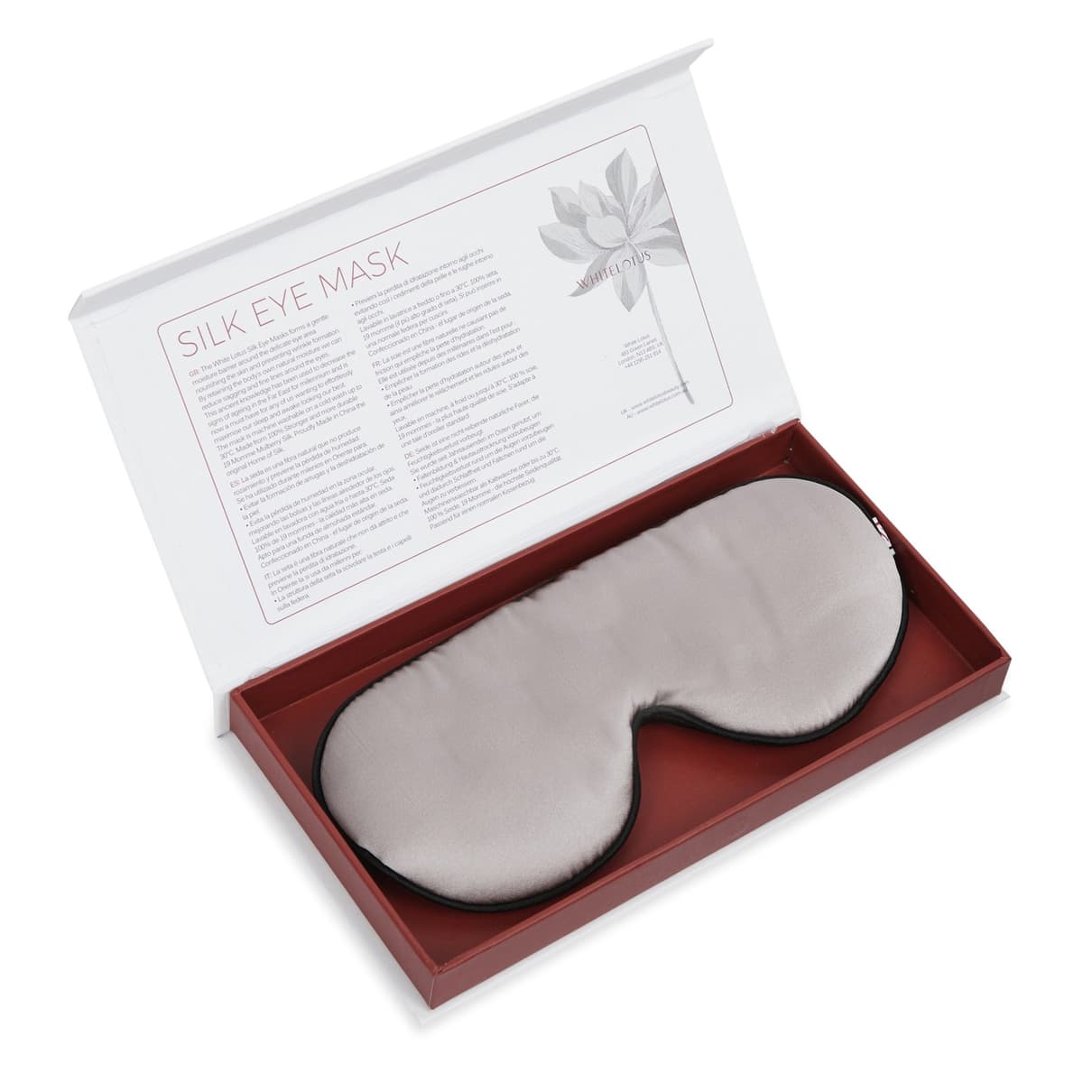 White Lotus 100% Pure Silk Eye Mask - Pearl Grey