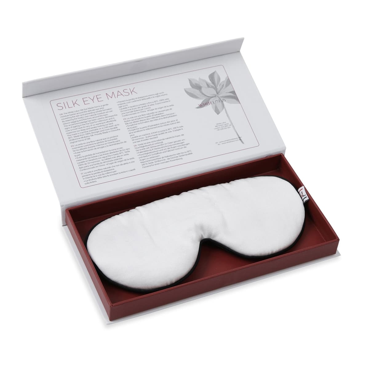 White Lotus 100% Pure Silk Eye Mask - White