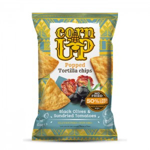 Corn UP Popped Tortilla Chips Black Olives Sundried Tomato 60g