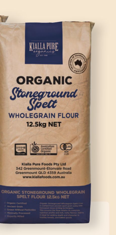 Kialla Pure Foods Organic Stoneground Wholegrain Spelt Flour 12.5kg