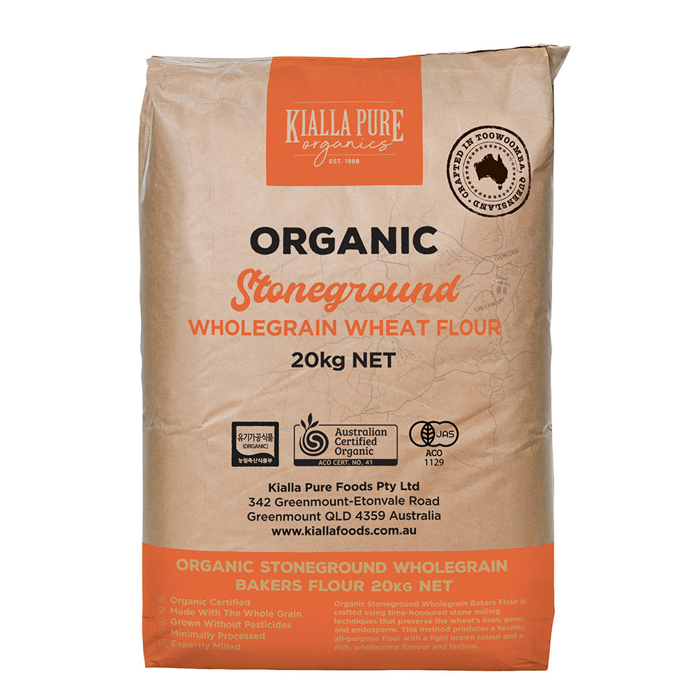Kialla Pure Foods Organic Stoneground Wholegrain Bakers Flour 12.5kg